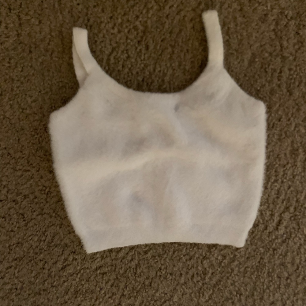Fuzzy white tank top